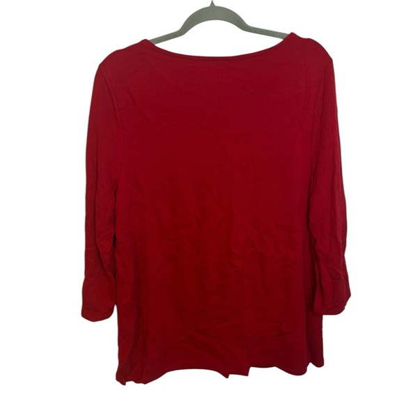 Chico’s Red Military Style Gold Button Sleeve Top - Picture 3 of 5